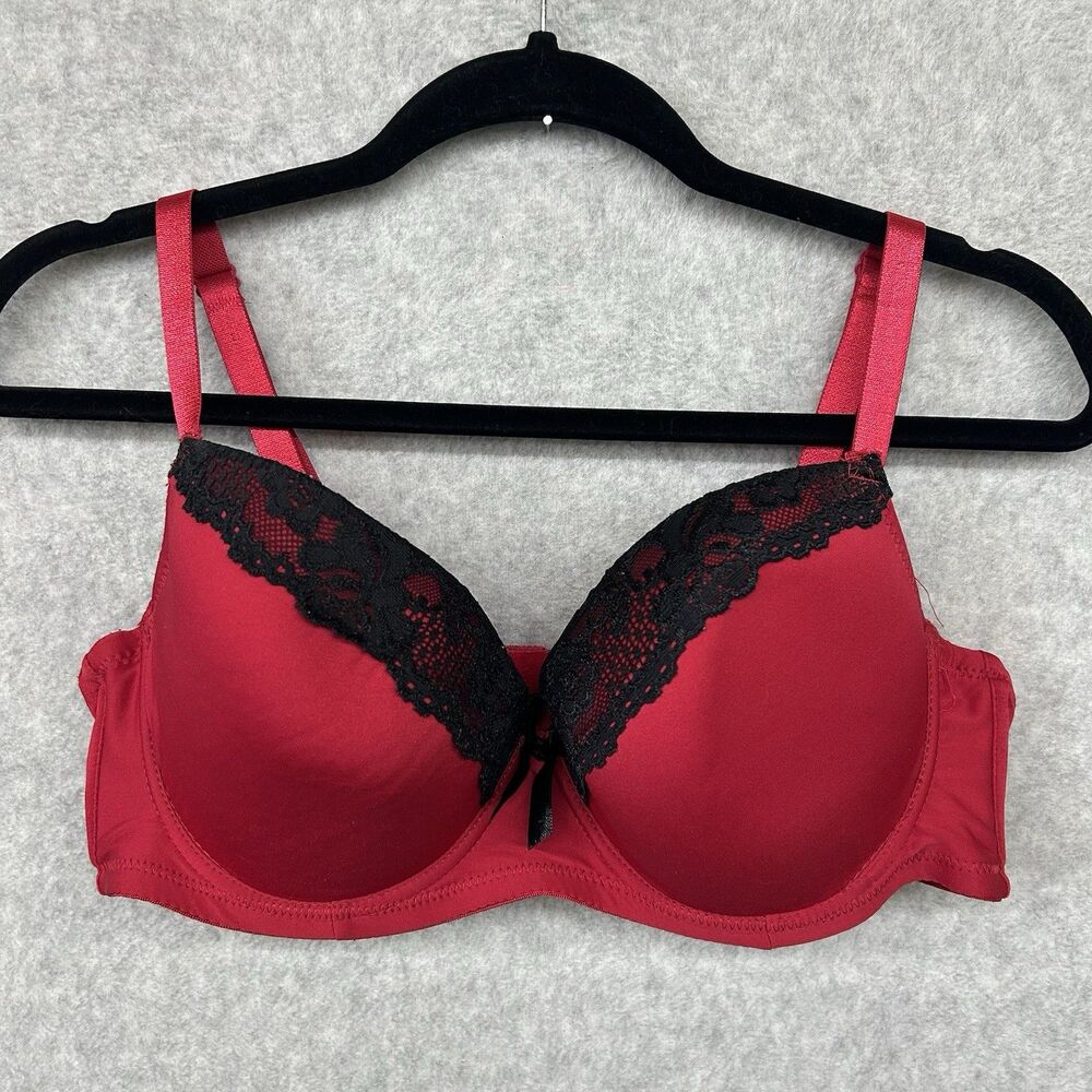 Paramour Women’s 40D Red And Black Lace Push Up Bra